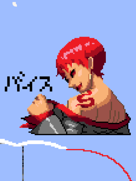 vice (kof), the king of fighters, 1girl, body markings, body writing, bodypaint, dark-skinned female, dark skin, dress, earrings, female focus, formal clothes, hand up, jewelry, kamenichiban, looking at viewer, looking back, open clothes, red eyes, red hair, short hair, suit, tan, undressing