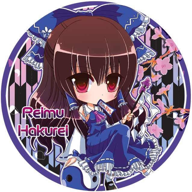 nonoko, yuuka nonoko, hakurei reimu, phantasmagoria of flower view, touhou, bad id, bad pixiv id, 1girl, alternate color, cherry blossoms, female focus, flower, gohei, orb, player 2, round image, solo, white sleeves, yagasuri, yin yang, yin yang orb