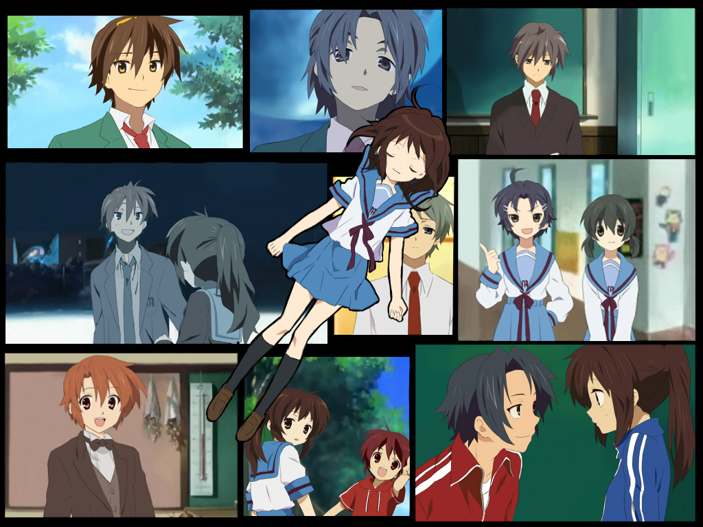 mokomichi, tokomichi, asahina mikuru, asahina mitsuru, asakura ryo, asakura ryoko, kimidori emiri, kimidori emirio, koizumi itsuki, koizumi itsuki (female), kunikida (female) (suzumiya haruhi), kunikida (suzumiya haruhi), kyon, kyon no imouto, kyonko, kyonko's brother, nagato yuki, nagato yuuki, suzumiya haruhi, suzumiya haruhiko, taniguchi (female) (suzumiya haruhi), taniguchi (suzumiya haruhi), tsuruya, tsuruya-senpai, suzumiya haruhi no yuuutsu, suzumiya haruhiko no yuuutsu, 00s, 3girls, 6+boys, anime coloring, genderswap, genderswap (ftm), genderswap (mtf), multiple boys, multiple girls, ponytail, school uniform, serafuku