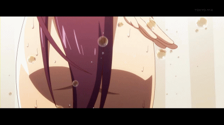 senjougahara hitagi, bakemonogatari, monogatari (series), animated, animated gif, lowres, 00s, 1girl, ass, bath, female focus, letterboxed, long hair, nude, purple hair, solo, spanked, spanking, very long hair, water