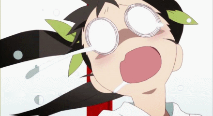 hachikuji mayoi, bakemonogatari, monogatari (series), animated, animated gif, lowres, 00s, 1girl, female focus, o o, open mouth, saliva, solo, tears