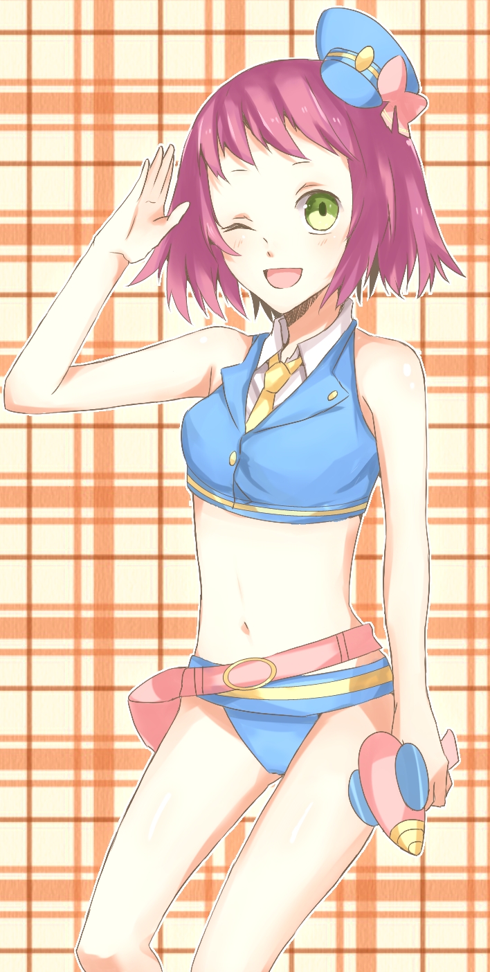 mihane, sonia strumm (mega man), mega man (series), mega man star force (series), bare shoulders, bikini, navel, swimsuit, thighs