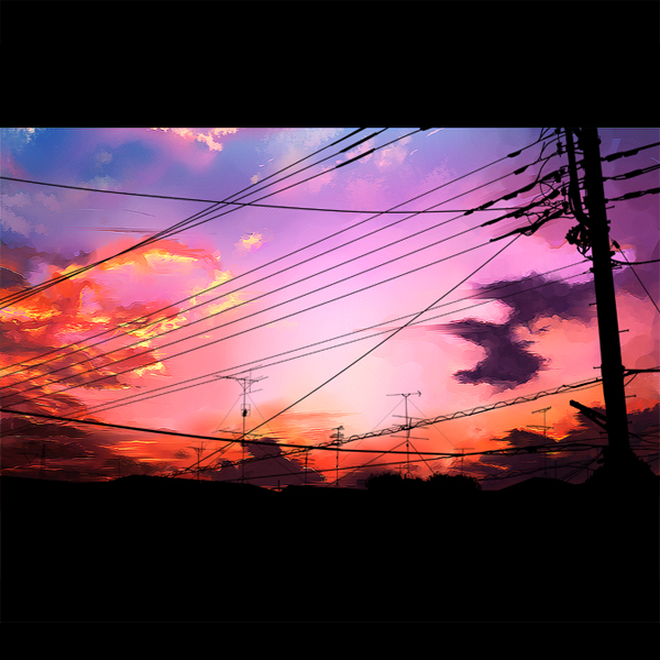 ryouma (galley), bad id, bad pixiv id, cityscape, letterboxed, power lines, scenery, sky