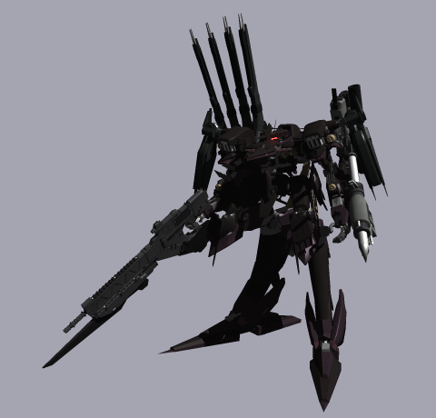 artificial blue, armored core, armored core: for answer, fromsoftware, lowres, 04-alicia, gun, mecha, model, physical blade, plasma cannon, rifle, robot, rocket launcher, weapon