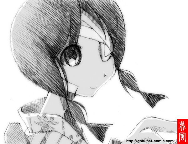 gofu, kobushi abiru, sayonara zetsubou sensei, traditional media, 00s, bandage over one eye, bandages, braid, eyepatch, greyscale, monochrome, sketch, solo, twin braids