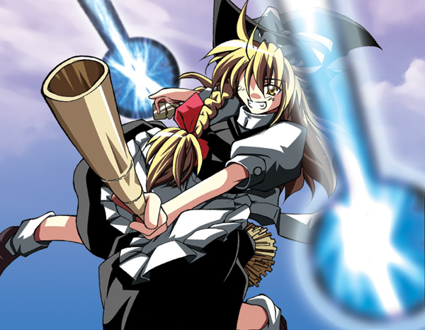 konoe yuba, kirisame marisa, touhou, bad id, bad pixiv id, 1girl, blonde hair, bow, braid, broom, female focus, hair bow, hair over one eye, hat, solo, witch, witch hat, yellow eyes