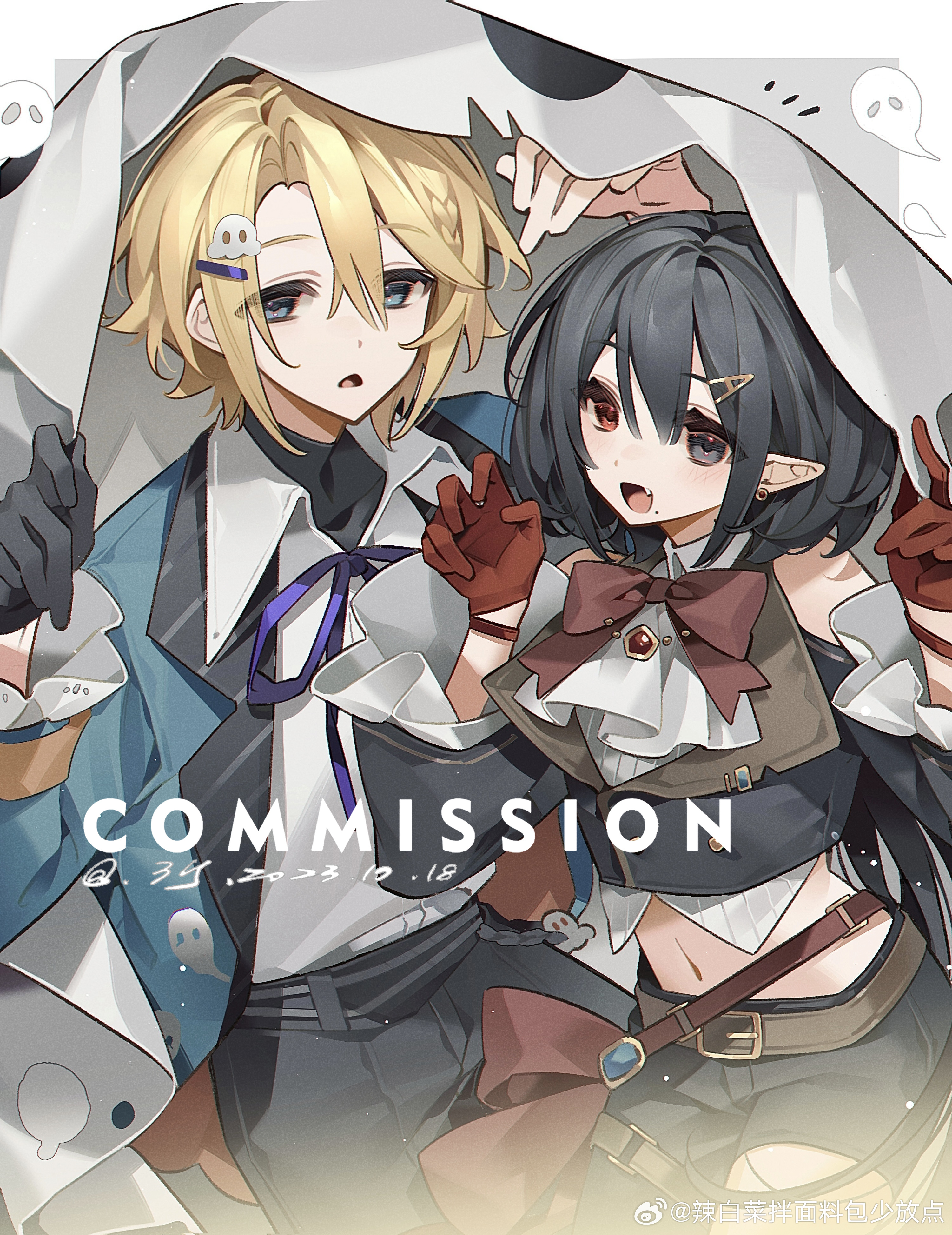 yuanyunyu 3y, absurdres, highres, non-web source, blonde hair, blush, braid, brown eyes, dress, hair between eyes, hairband, long hair, long sleeves, multiple girls, open mouth, smile, twin braids, yellow eyes