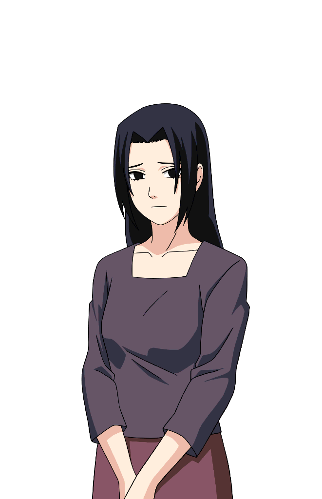 uchiha mikoto, naruto (classic), naruto (series), naruto shippuuden, non-web source, 1girl, black eyes, black hair, long hair