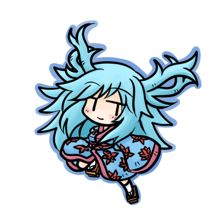 yanagi (nurikoboshi), sashiromiya sasha, original, touhou, lowres, md5 mismatch, resolution mismatch, source smaller, 1girl, blue hair, blue kimono, chibi, female focus, japanese clothes, kimono, solo, yukata, | |