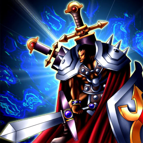 yu-gi-oh!, yu-gi-oh! duel monsters, yuu-gi-ou, 1boy, armor, boots, bracelet, cape, duel monster, jewelry, male focus, shield, solo, sword, total defense shogun, weapon