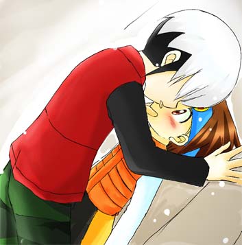 capcom, mega man (series), mega man battle network (series), lowres, 2boys, against wall, blouse, brown hair, kiss, licking, male focus, multiple boys, shirt, shota, white shirt, yaoi