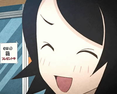 hitou nami, sayonara zetsubou sensei, animated, animated gif, lowres, 00s, black hair, happy, normal, smile