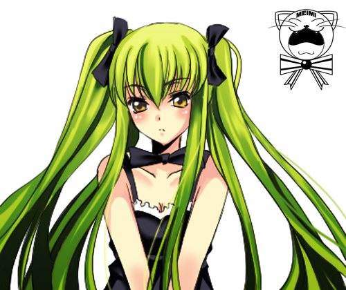 meimi k, c.c., code geass, lowres, 00s, blush, bow, bowtie, gothic lolita, hair ribbon, lolita fashion, ribbon, solo, twintails, yellow eyes