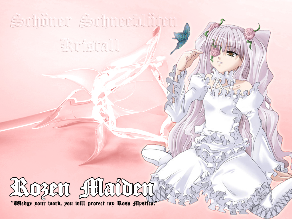 kirakishou, rozen maiden, tagme, 00s, bare shoulders, kneeling, pink theme