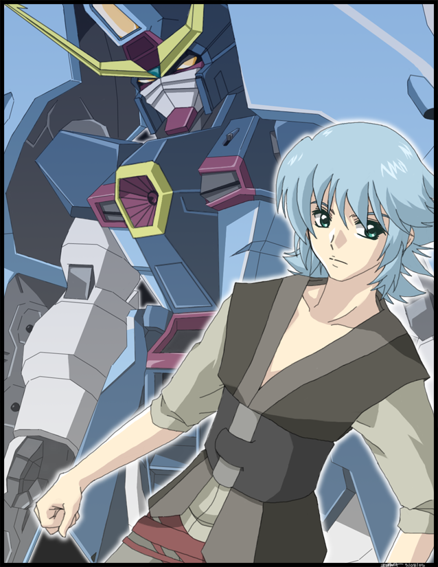abyss gundam, auel neider, gundam, gundam seed, gundam seed destiny, 00s, blue hair