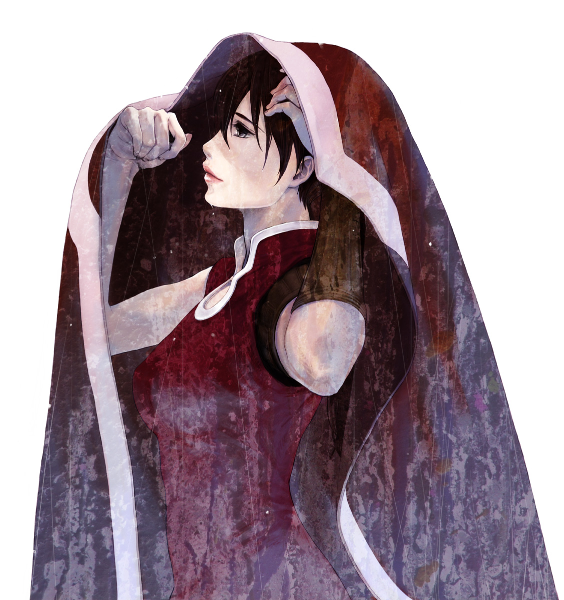 katsura (+araka), balsa, seirei no moribito, bad id, bad pixiv id, highres, 1girl, cape, female focus, rain, solo, wet