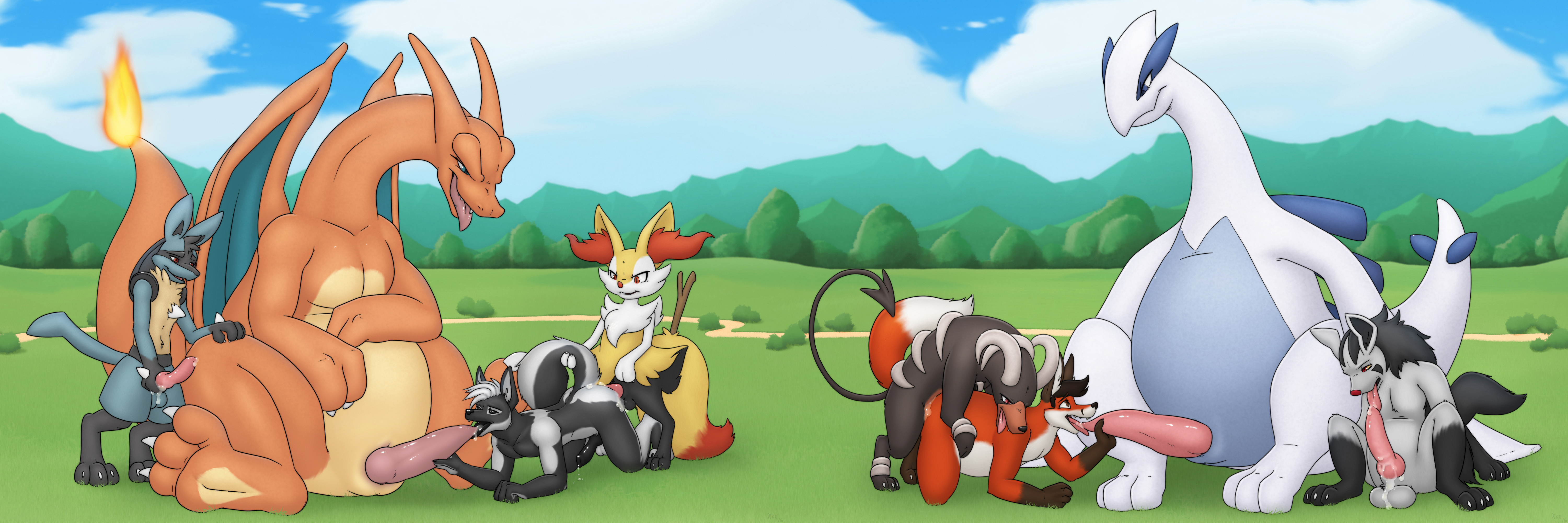 Rule34 – If it exists, there is porn of it / x03, braixen, charizard, houndoom, legendary pokemon, lucario, lugia, mightyena / 371604