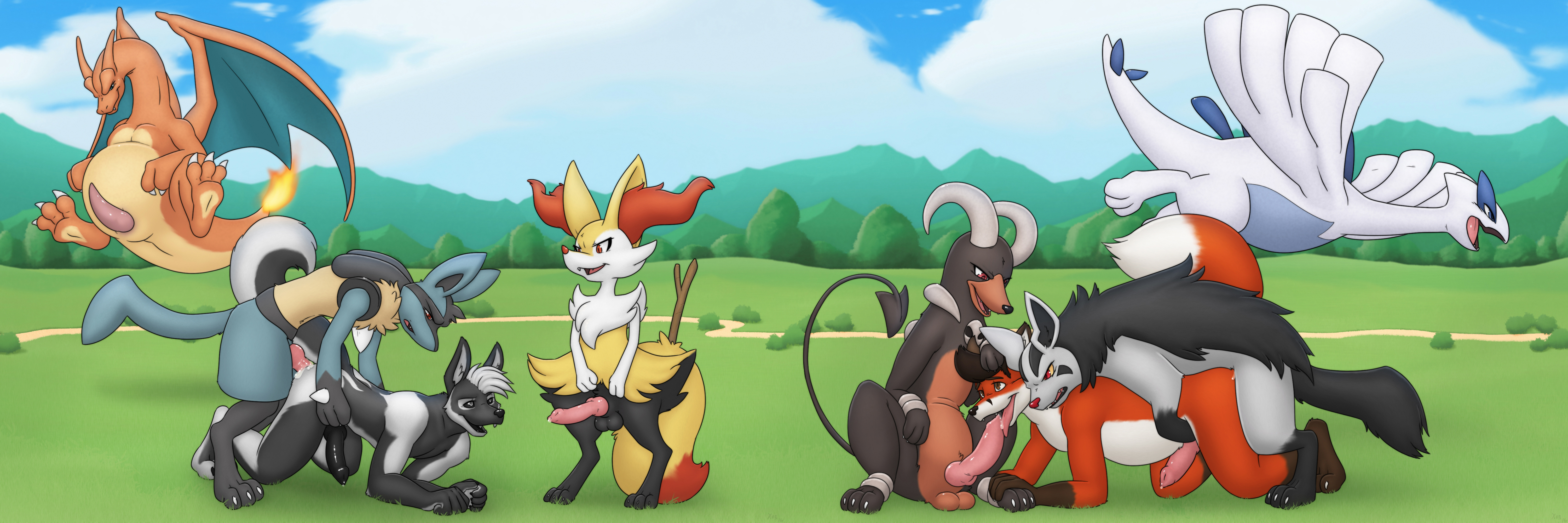 Rule34 – If it exists, there is porn of it / x03, braixen, charizard, houndoom, legendary pokemon, lucario, lugia, mightyena / 376762