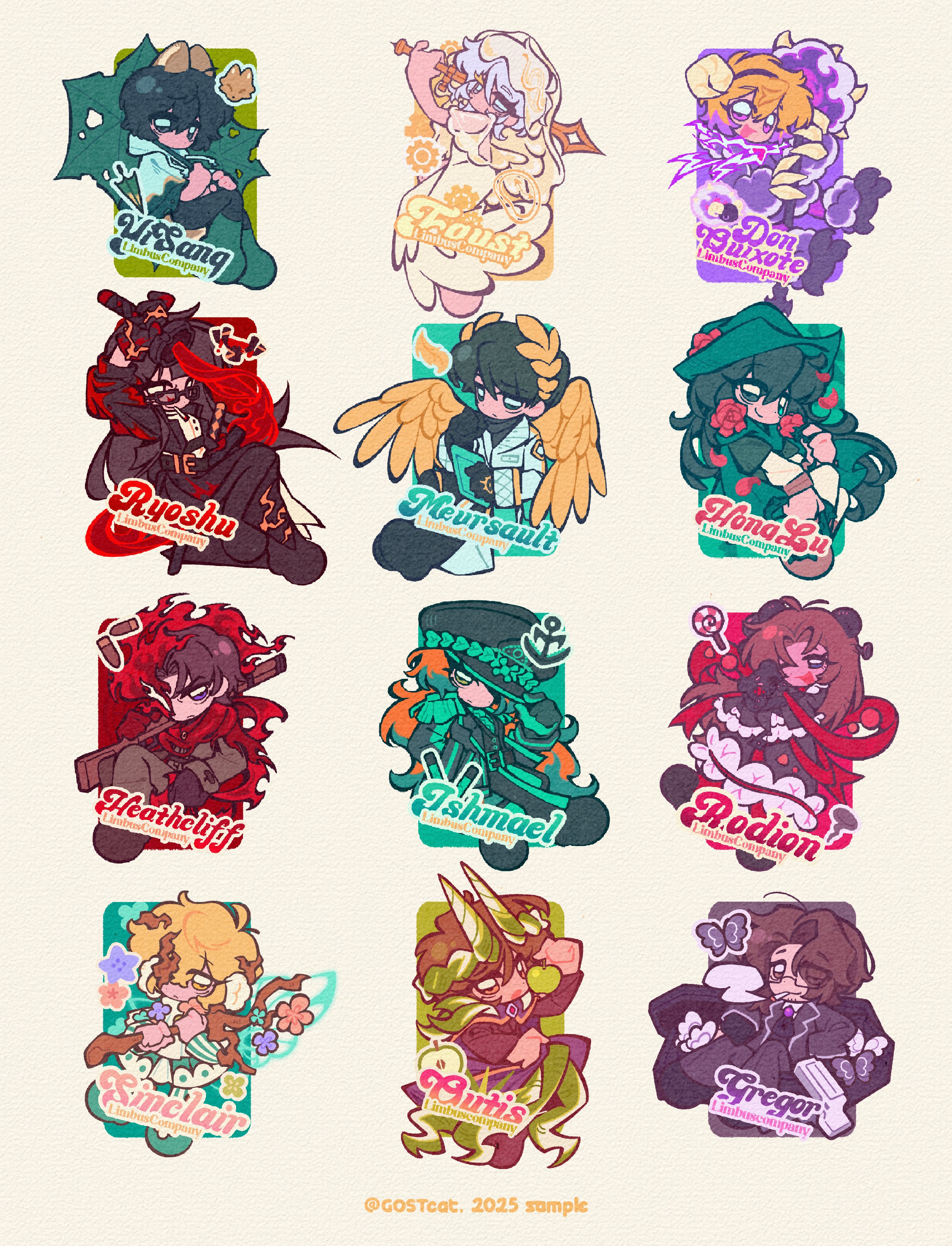 gostcat, don quixote (project moon), faust (project moon), gregor (project moon), heathcliff (project moon), hong lu (project moon), ishmael (project moon), meursault (project moon), outis (project moon), rodion (project moon), ryoshu (project moon), sinclair (project moon), yi sang (project moon), limbus company, project moon, absurdres, commentary request, highres, 6+boys, 6+girls, anchor, angel wings, axe, black dress, black eyes, black hair, blind obsession (e.g.o), blonde hair, boots, brown hair, bullet, contempt awe (e.g.o), dress, e.g.o (project moon), electric screaming (e.g.o), everlasting (e.g.o), fell bullet (e.g.o), green boots, green stem (e.g.o), hair intakes, hex nail (e.g.o), holding, holding axe, holding sword, holding weapon, horns, jacket, lantern (e.g.o), lasso (e.g.o), long hair, looking at viewer, multiple boys, multiple girls, open mouth, purple eyes, purple jacket, pursuance (e.g.o), sheep horns, smile, solemn lament (e.g.o), sunshower (e.g.o), sword, veil, very long hair, weapon, white dress, white veil, wings, yellow eyes, yellow wings