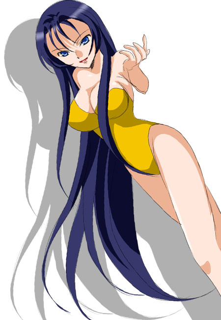 sinko (sinsin), pollensalta, final fantasy, final fantasy vii, 1990s (style), 1girl, blue eyes, blue hair, breasts, female focus, large breasts, lipstick, long hair, makeup, matching hair/eyes, one-piece swimsuit, retro artstyle, solo, swimsuit, very long hair
