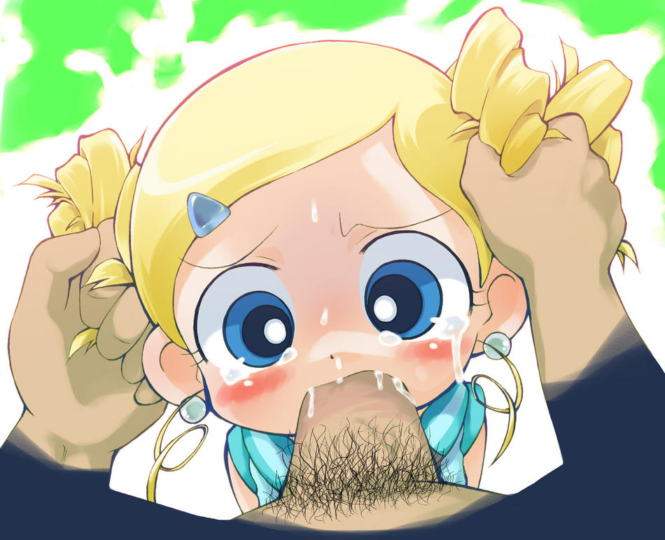 goutokuji miyako, rolling bubbles, powerpuff girls, powerpuff girls z, 00s, 1boy, 1girl, blush, fellatio, grabbing another's hair, hetero, holding another's hair, loli, oral, penis