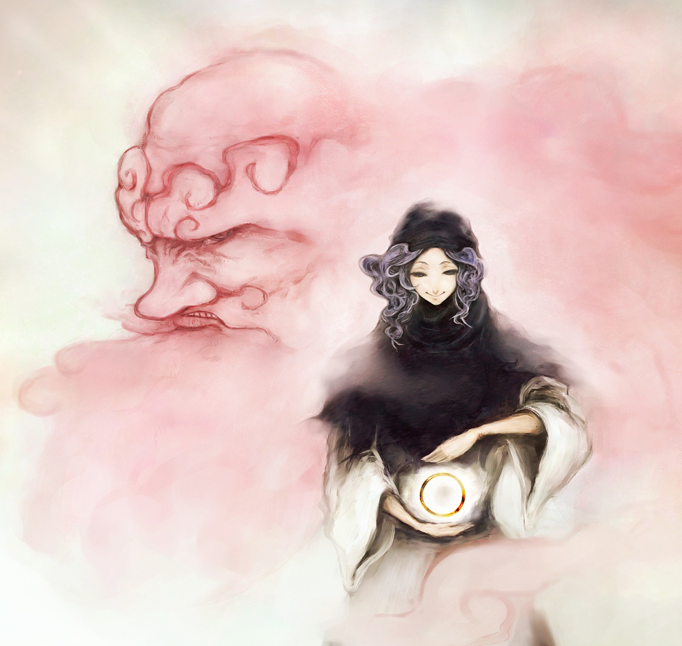 amagaya (rat-tat-tat), kumoi ichirin, unzan, touhou, bad id, bad pixiv id, 1boy, 1girl, bracelet, hood, jewelry, ring