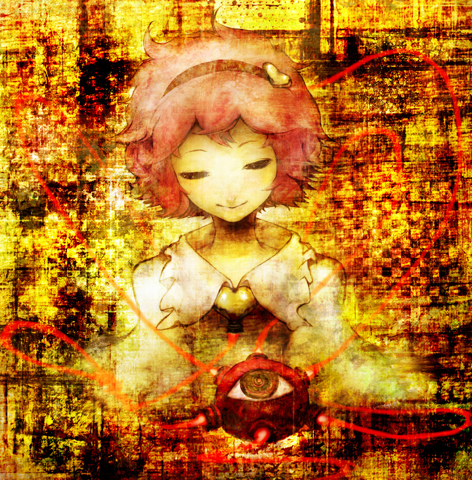 amagaya (rat-tat-tat), komeiji satori, touhou, bad id, bad pixiv id, 1girl, closed eyes, female focus, solo