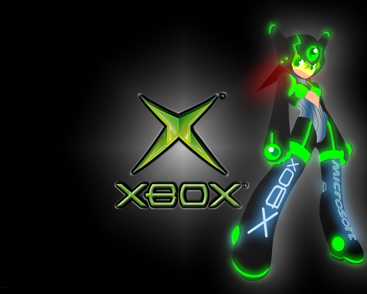 xbox-tan, microsoft, visor, 1girl, boots, female focus, game console, helmet, knee boots, logo, neon trim, product girl, solo, xbox (original)