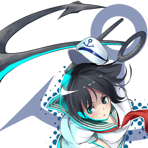 ichijou tatami, murasa minamitsu, touhou, undefined fantastic object, lowres, 1girl, anchor, black hair, female focus, hat, solo