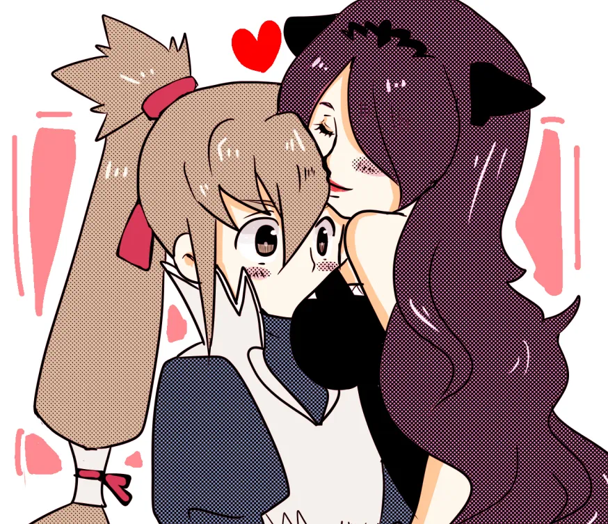 camilla (fire emblem), takumi (fire emblem), fire emblem, fire emblem fates, nintendo, 1boy, 1girl, affectionate, blush, chignon, closed eyes, face to breasts, grey hair, hair over one eye, hako pon2, heart, height difference, long hair, older female and younger male, one eye covered, orange eyes, purple hair, simple background, tiara