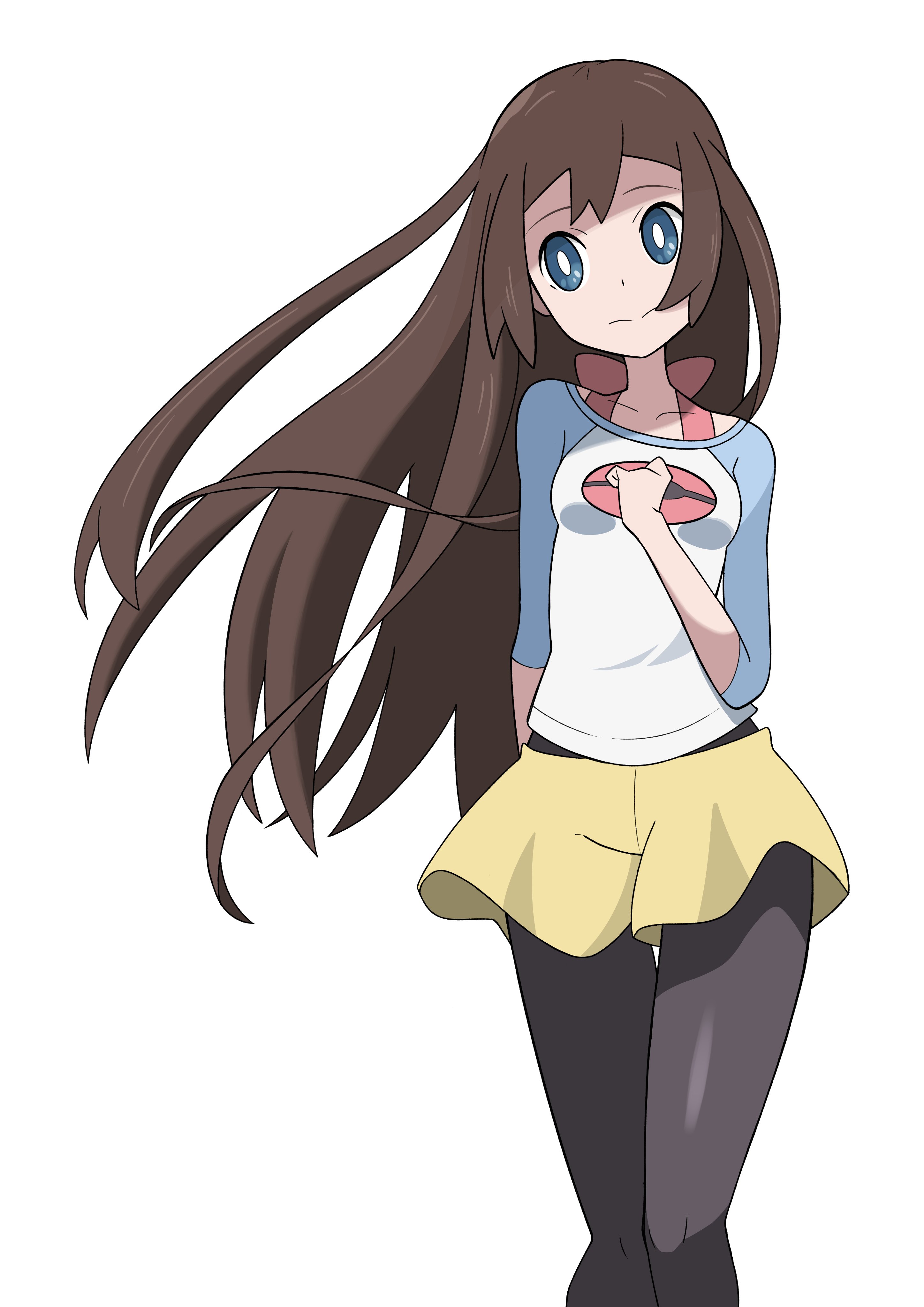 araki megami, rosa (pokemon), nintendo, pokemon, pokemon bw2, absurdres, highres, 1girl, alternate hairstyle, blue eyes, brown hair, solo