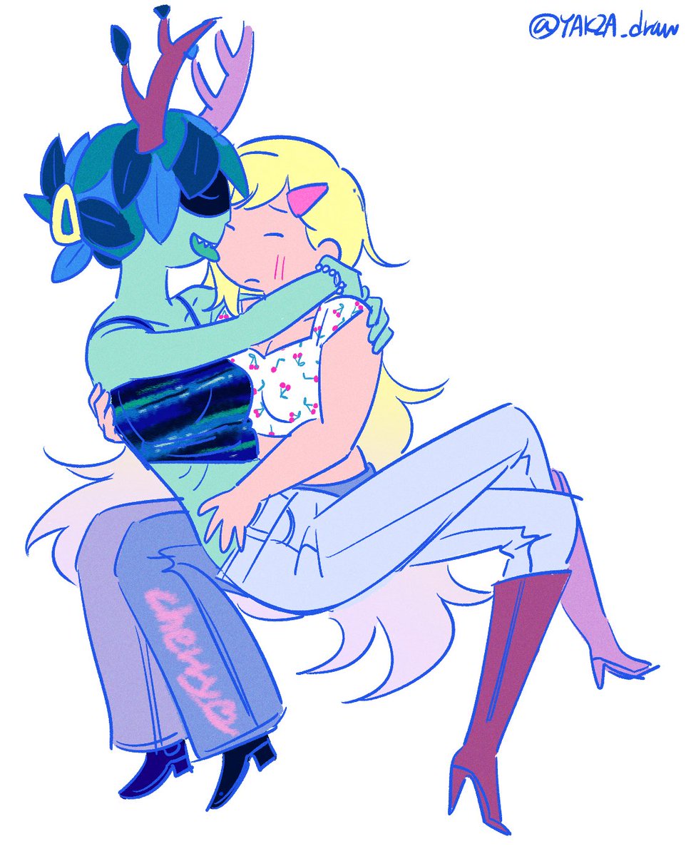 yakza draw, fionna campbell, huntress wizard, adventure time, 2girls, blonde hair, multiple girls, yuri