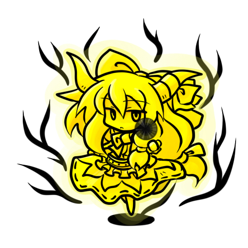 yanagi (nurikoboshi), ibuki suika, touhou, lowres, md5 mismatch, 1girl, chibi, female focus, horns, long hair, solo