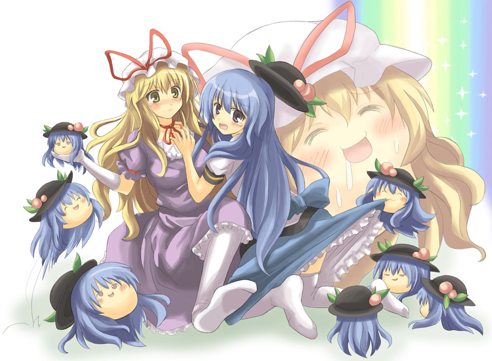 hino ryuu, hinoryu, hinanawi tenshi, yakumo yukari, touhou, bad id, bad pixiv id, 2girls, bad anatomy, bad feet, female focus, multiple girls, poorly drawn, yukkuri shiteitte ne
