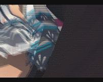 s4 league, animated, animated gif, lowres, 1girl, breasts, dancing, large breasts, miniskirt, skirt, underboob