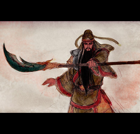 macha (artist), guan yu, shin sangoku musou, lowres, 1boy, letterboxed, male focus, solo