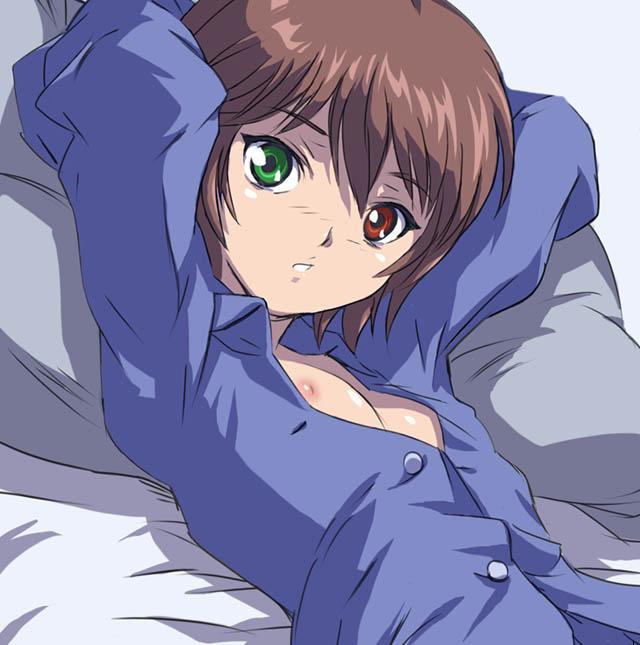 akira (coffee curry), souseiseki, rozen maiden, non-web source, 00s, 1girl, doll, female focus, flat chest, heterochromia, nipples, open clothes, open shirt, shirt, solo