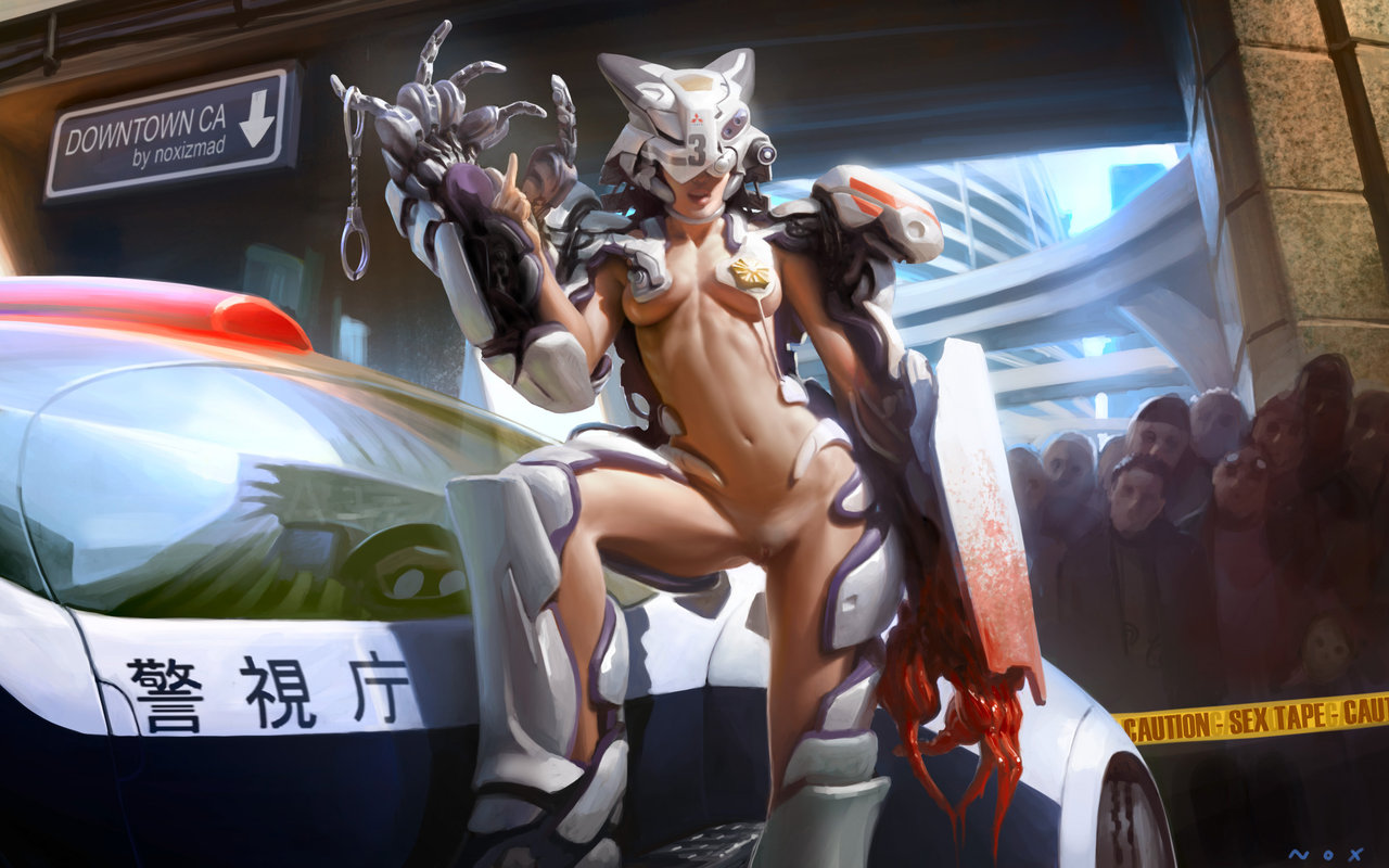 noxizmad, md5 mismatch, 1girl, blood, caution tape, cuffs, handcuffs, middle finger, nude, police, public indecency, pussy, realistic, zenra