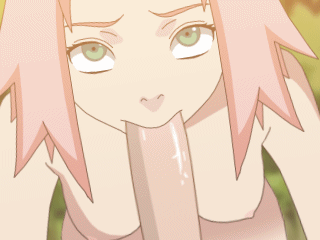 negative459, haruno sakura, naruto (classic), naruto (series), animated, animated gif, lowres, 1boy, 1girl, :>=, breasts, deepthroat, erection, fellatio, green eyes, hetero, large breasts, looking at viewer, nipples, nude, oral, penis, pink hair, qvga, solo focus, uncensored