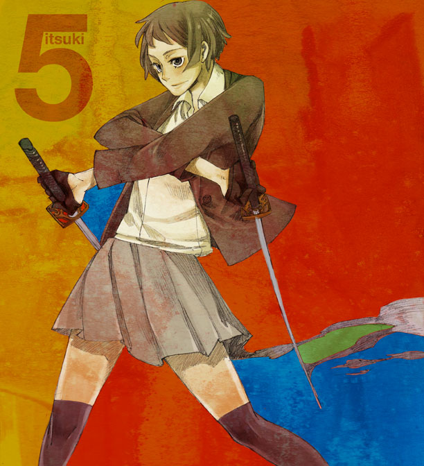 kajiwara shikaji, original, bad id, bad pixiv id, commentary request, 1girl, blouse, bob cut, coat, crossed arms, dual wielding, female focus, gloves, grey eyes, grey hair, holding, katana, school uniform, shirt, short hair, skirt, solo, sword, thighhighs, weapon, zettai ryouiki