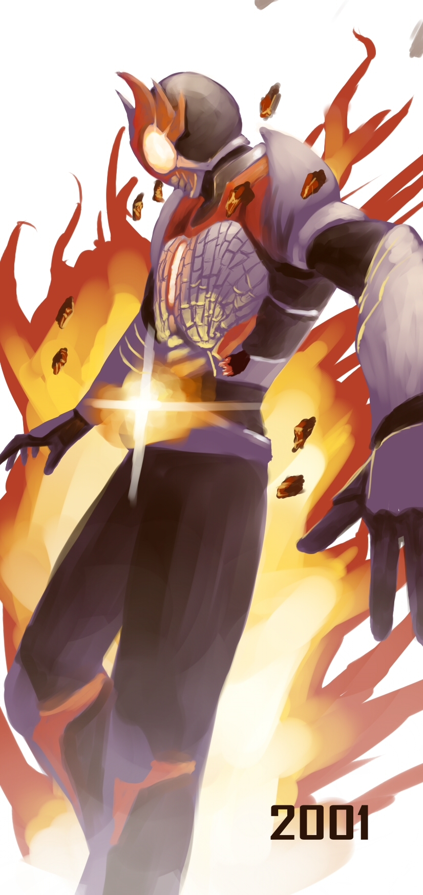 lamchunhin, kamen rider agito, kamen rider agito (shining form), kamen rider, kamen rider agito (series), highres, fire, glowing, male focus, solo