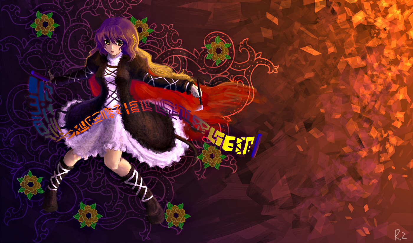 r2sais, hijiri byakuren, touhou, bad id, bad pixiv id, 1girl, dress, female focus, gothic lolita, gradient hair, lolita fashion, long hair, multicolored hair, solo, sorcerer's sutra scroll, yellow eyes