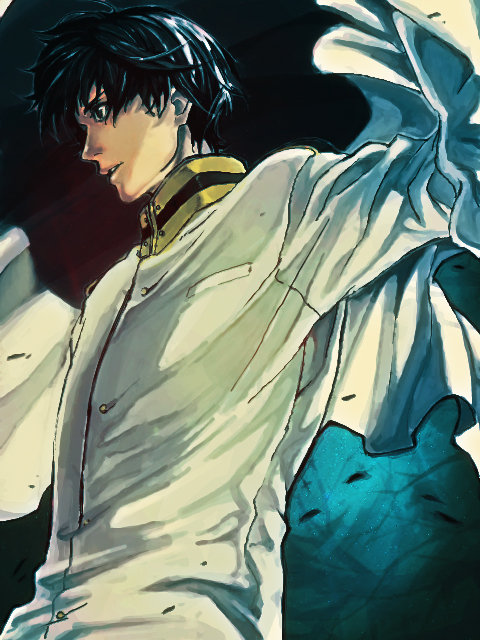 kusumori shiba, japan (hetalia), axis powers hetalia, bad id, bad pixiv id, 00s, 1boy, black eyes, black hair, from below, male focus, military, military uniform, solo