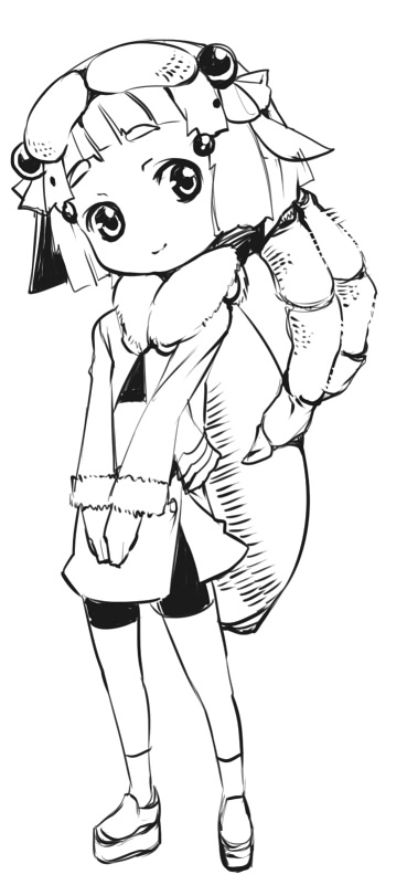 akinaie, tagme, arthropod girl, bike shorts, greyscale, monochrome, monster girl, solo