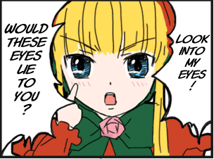 shinku, rozen maiden, animated, animated gif, hard-translated, lowres, third-party edit, translated, 00s, blonde hair, blue eyes, english text, solo
