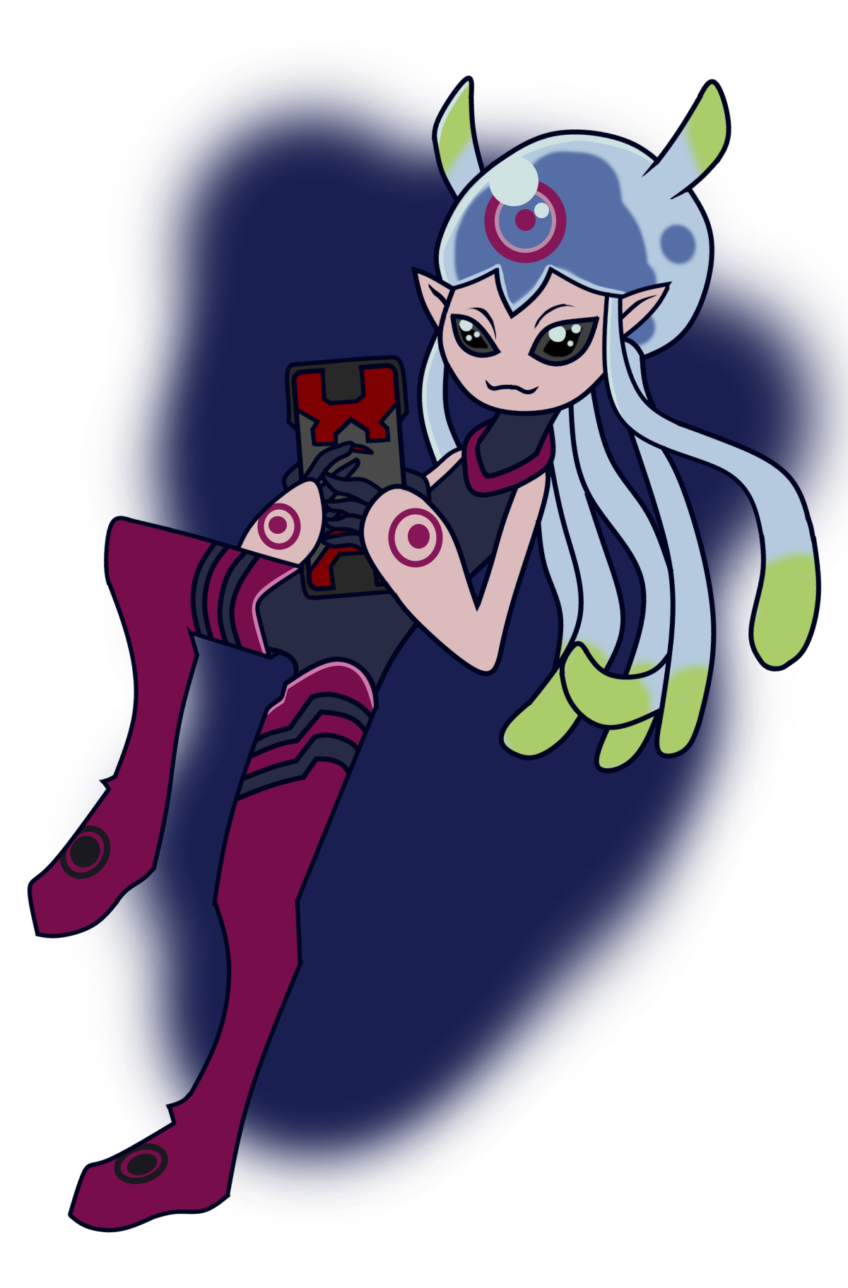 jellymon, digimon, digimon (creature), jellosquimsh, jellyfish girl, monster girl, tentacle hair, tentacles