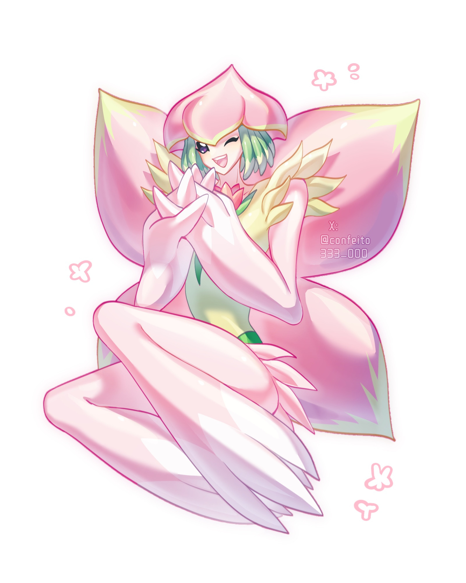 confeito000 333, lilamon, digimon, digimon (creature), flower, monster girl, petals, plant girl