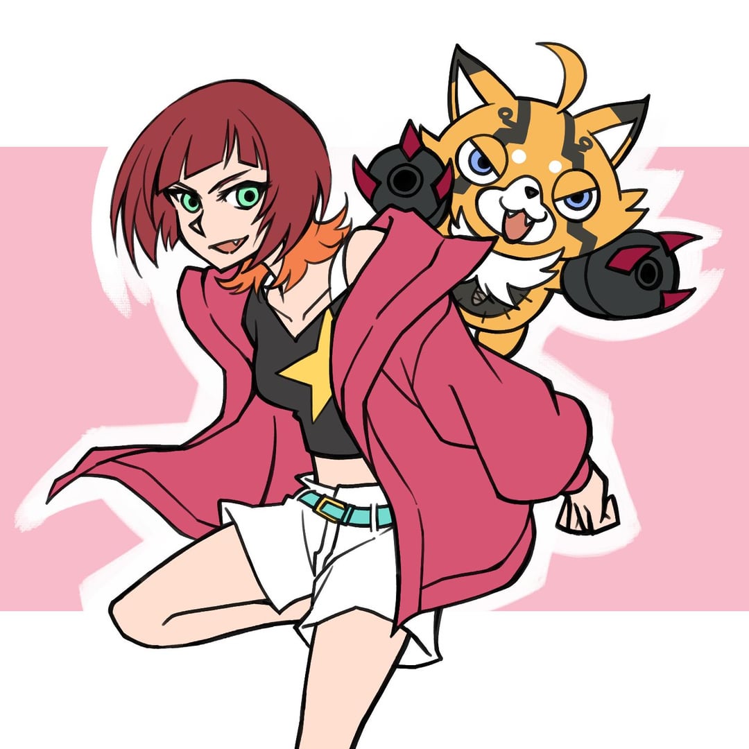 pristimon, sakuya reina, digimon, digimon beatbreak, digimon (creature), jacket, owl babies, short hair, star (symbol)