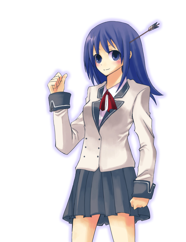 chino69, itoi kaede, noberuge, 1girl, arrow (projectile), female focus, gradient background, school uniform, solo