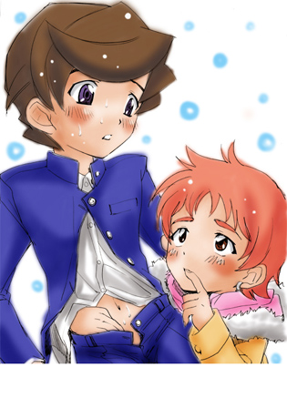 asuka souma, tachibana riku, onmyou taisenki, lowres, tagme, 00s, blush